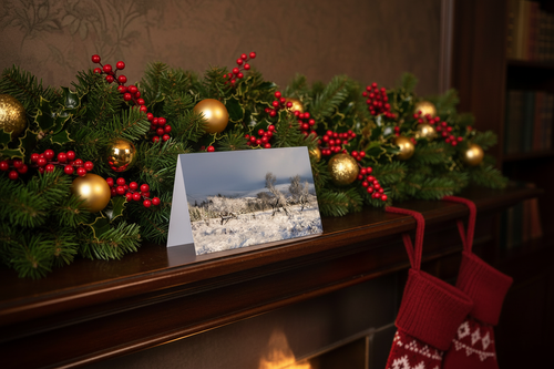 Frosted Trees - Brighter Christmas Mantelpiece Mockup