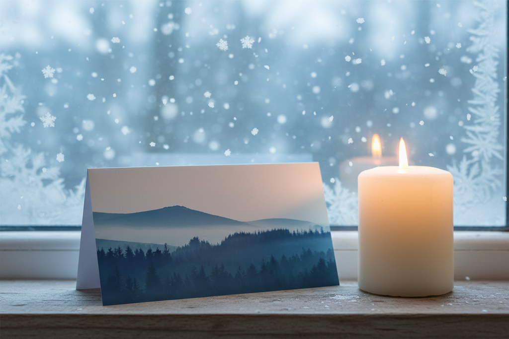 Misty Blue Forest - Snowy Windowsill Mockup