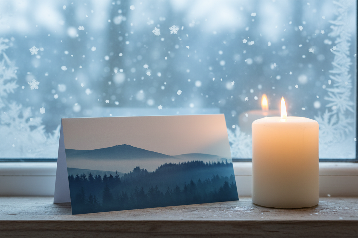 Misty Blue Forest - Snowy Windowsill Mockup