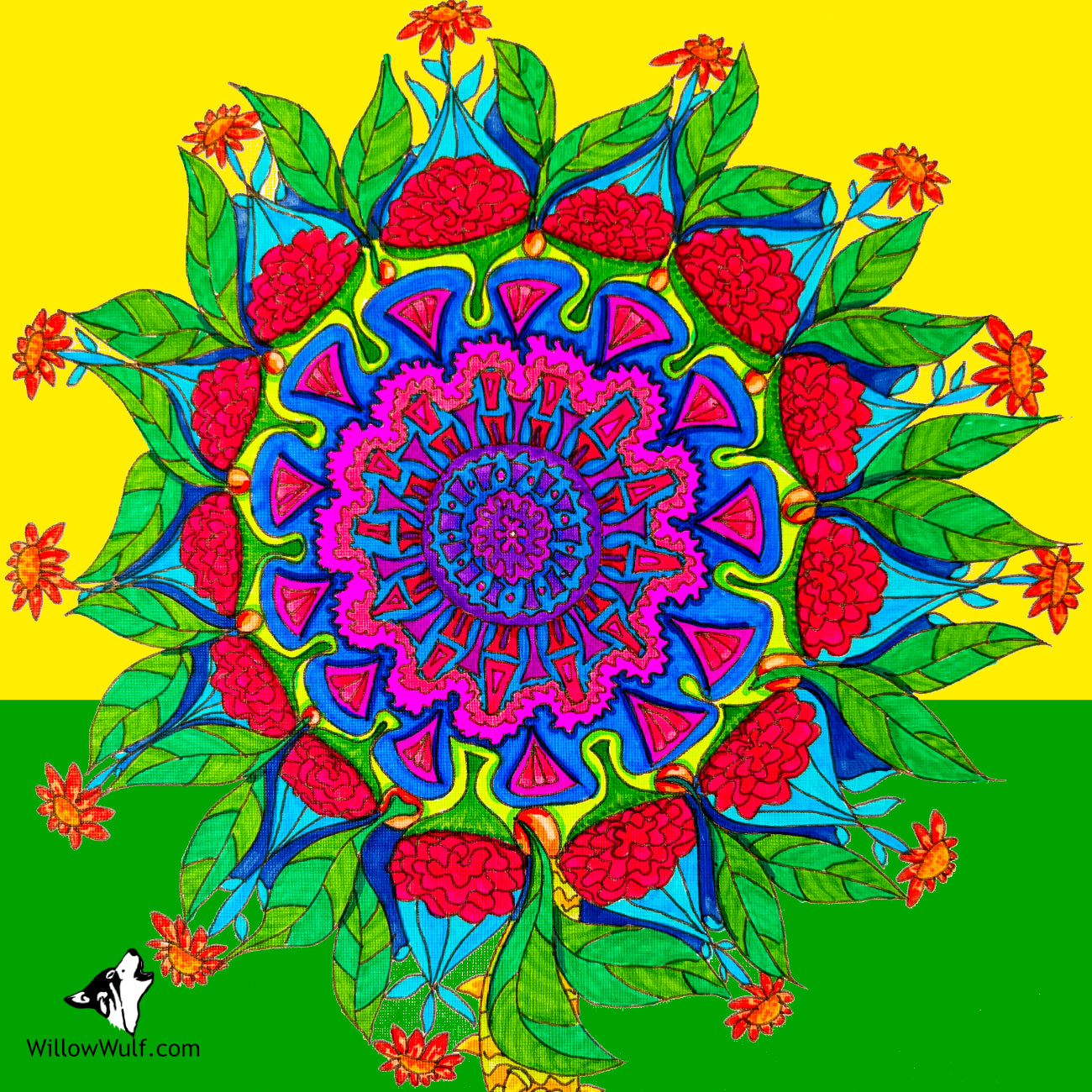 Psychedelic Sunflower Magnet