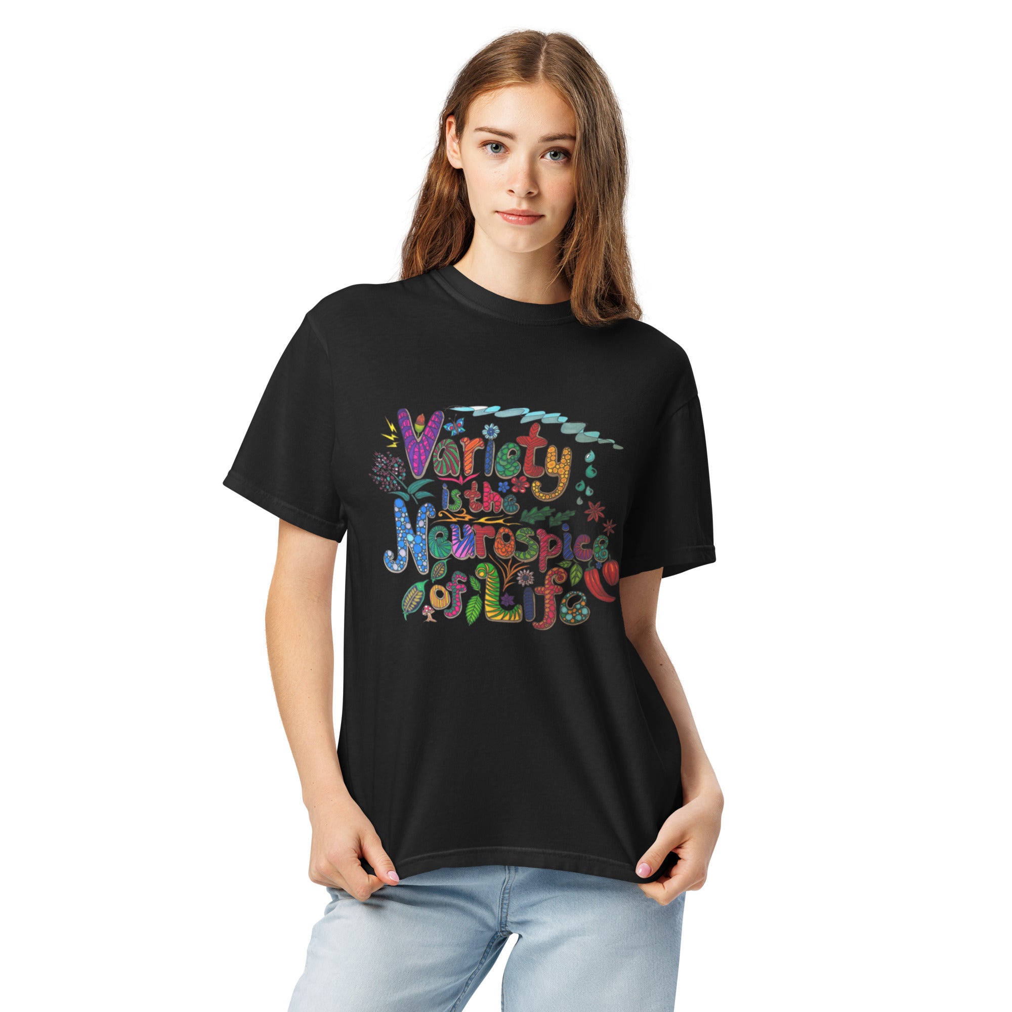 Unisex garment-dyed heavyweight t-shirt 'Variety is the Neurospice of Life'