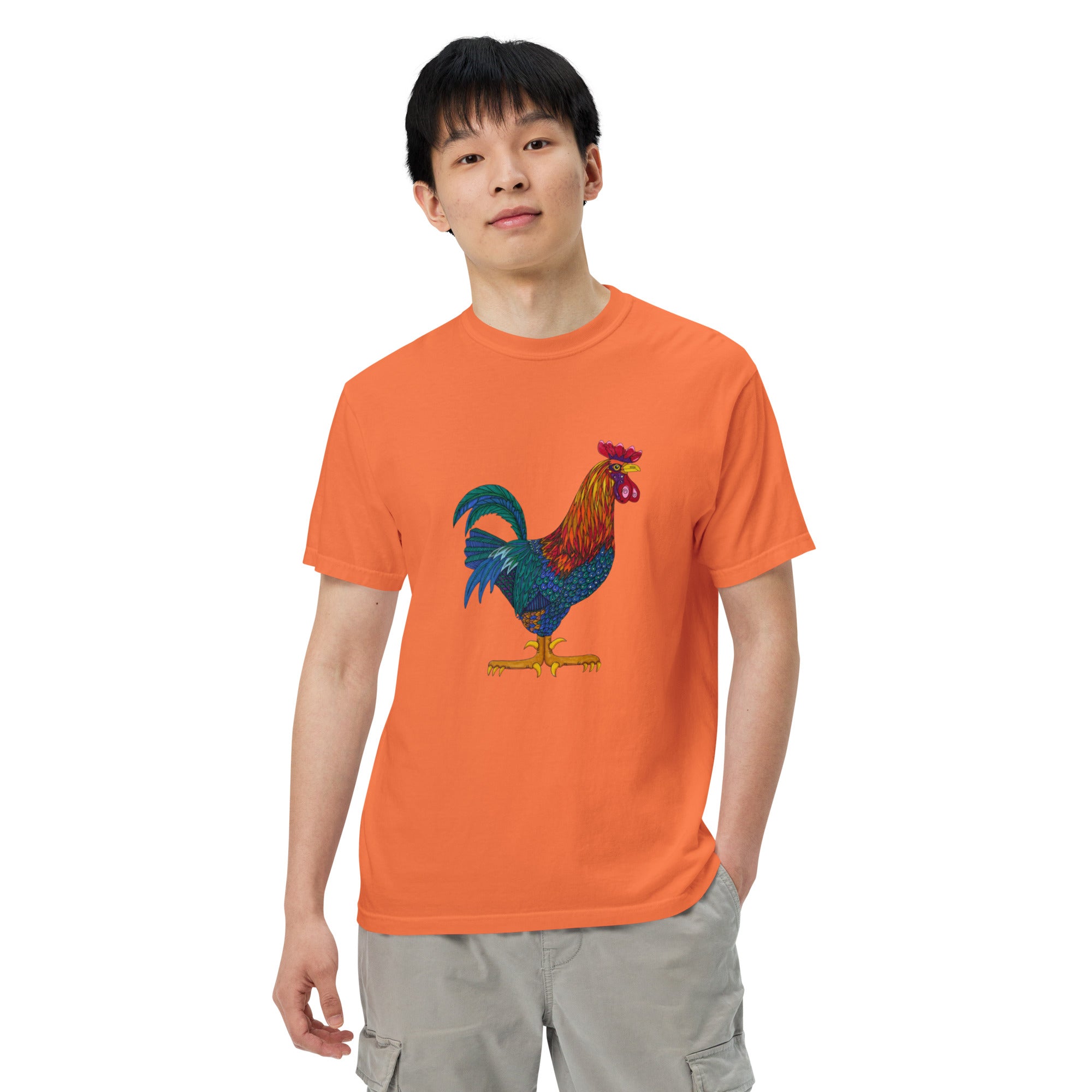 Unisex garment-dyed heavyweight t-shirt 'Cockerel'