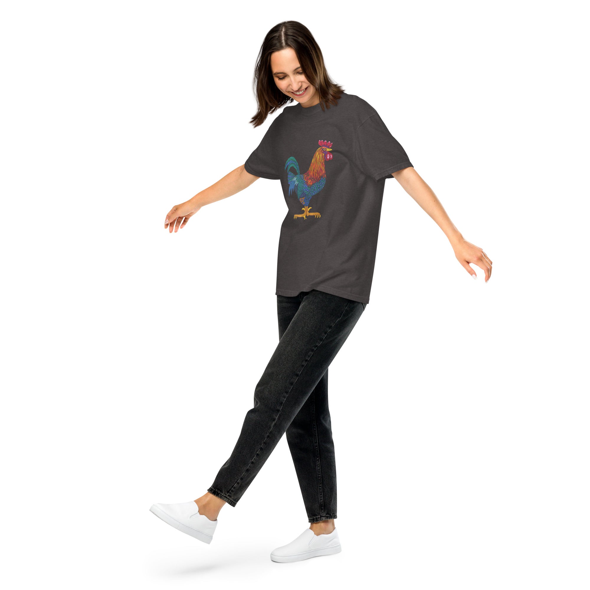Unisex garment-dyed heavyweight t-shirt 'Cockerel'