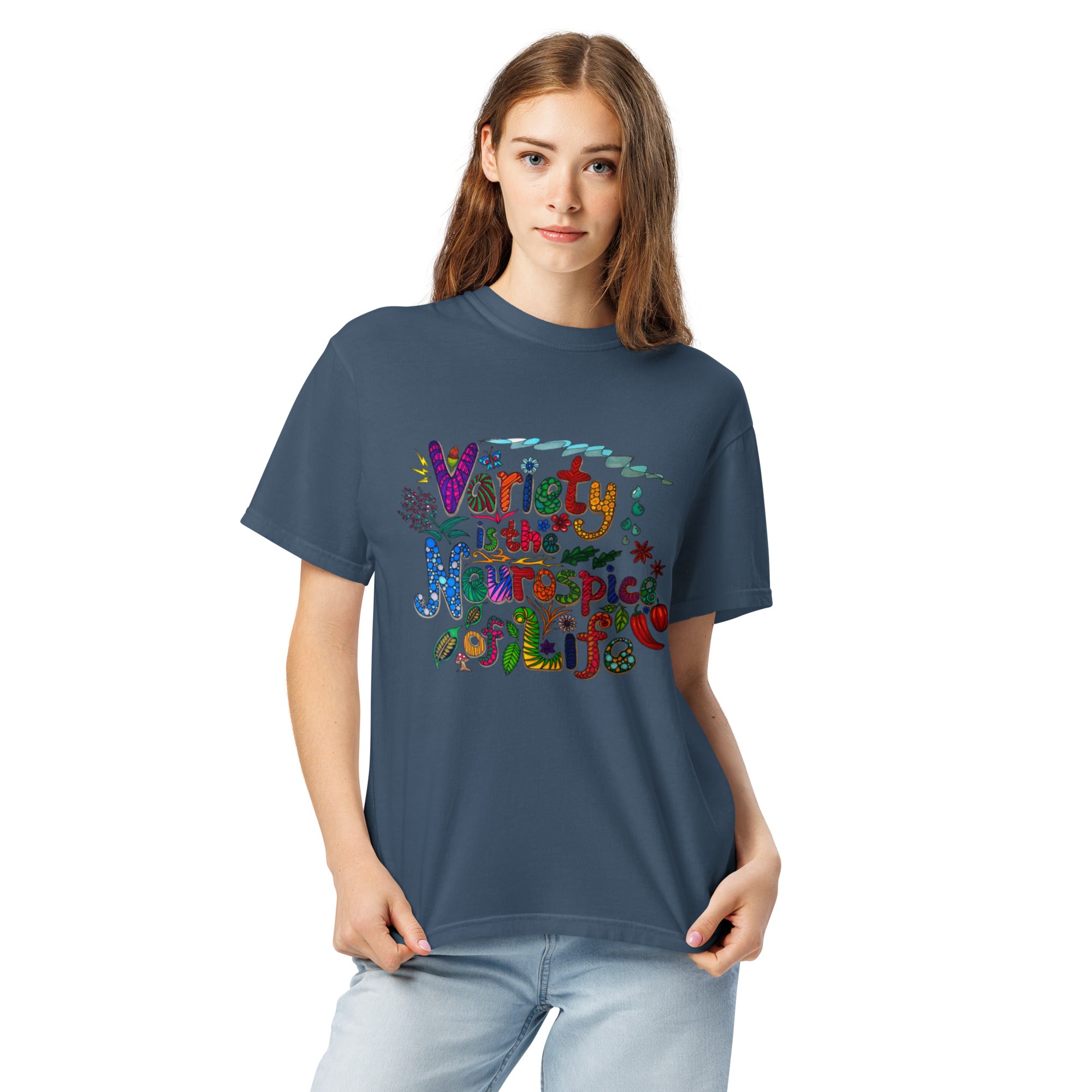 Unisex garment-dyed heavyweight t-shirt 'Variety is the Neurospice of Life'