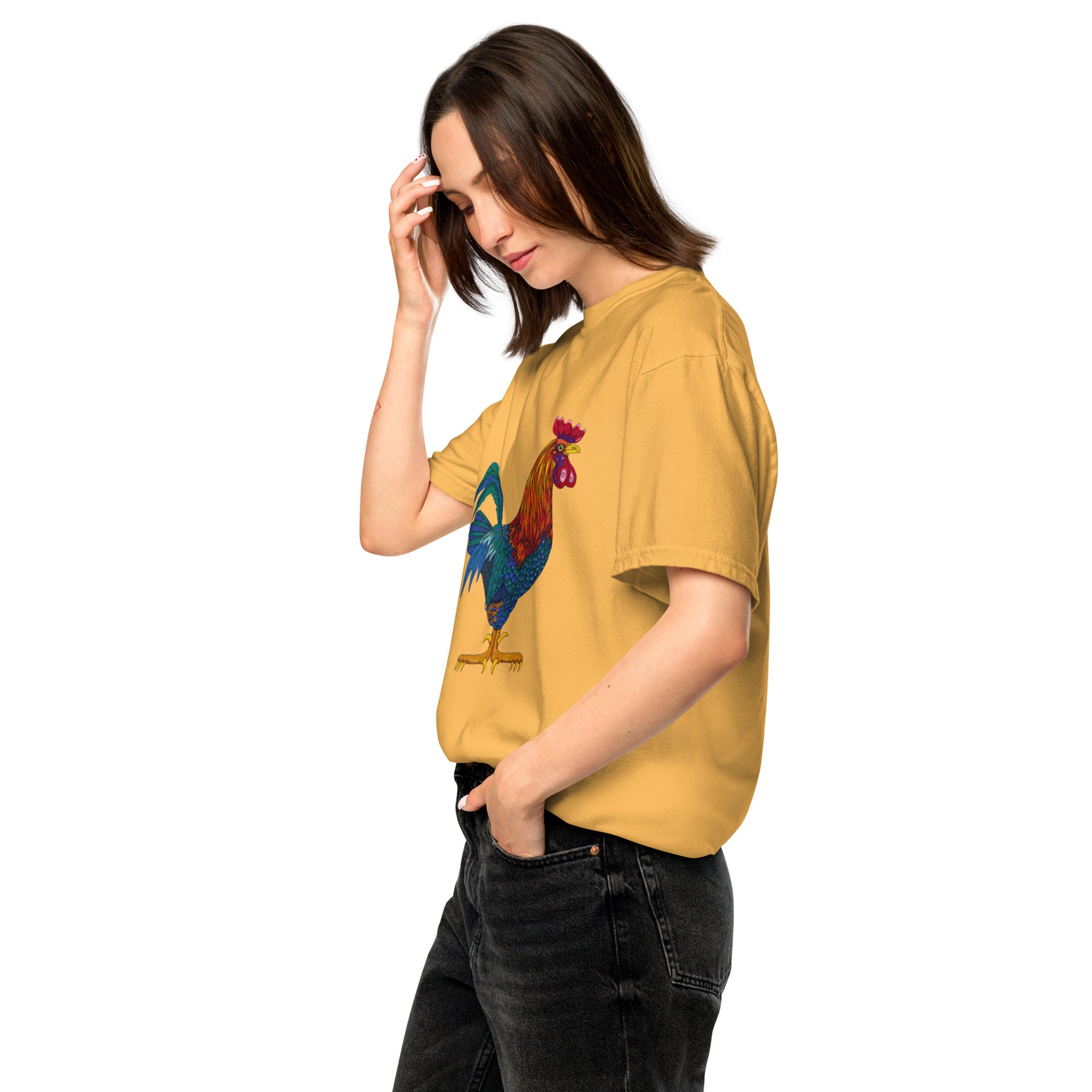 Unisex garment-dyed heavyweight t-shirt 'Cockerel'