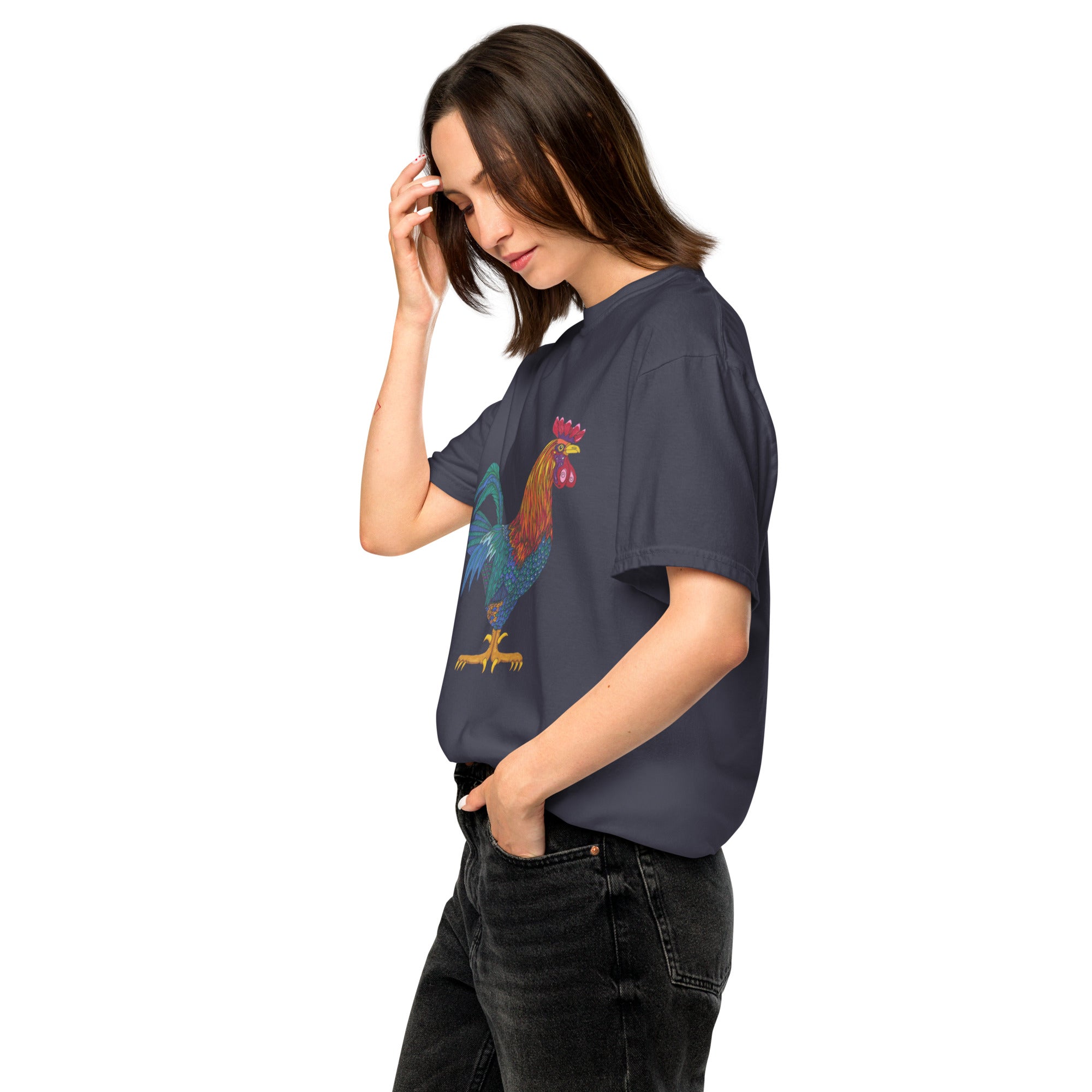 Unisex garment-dyed heavyweight t-shirt 'Cockerel'