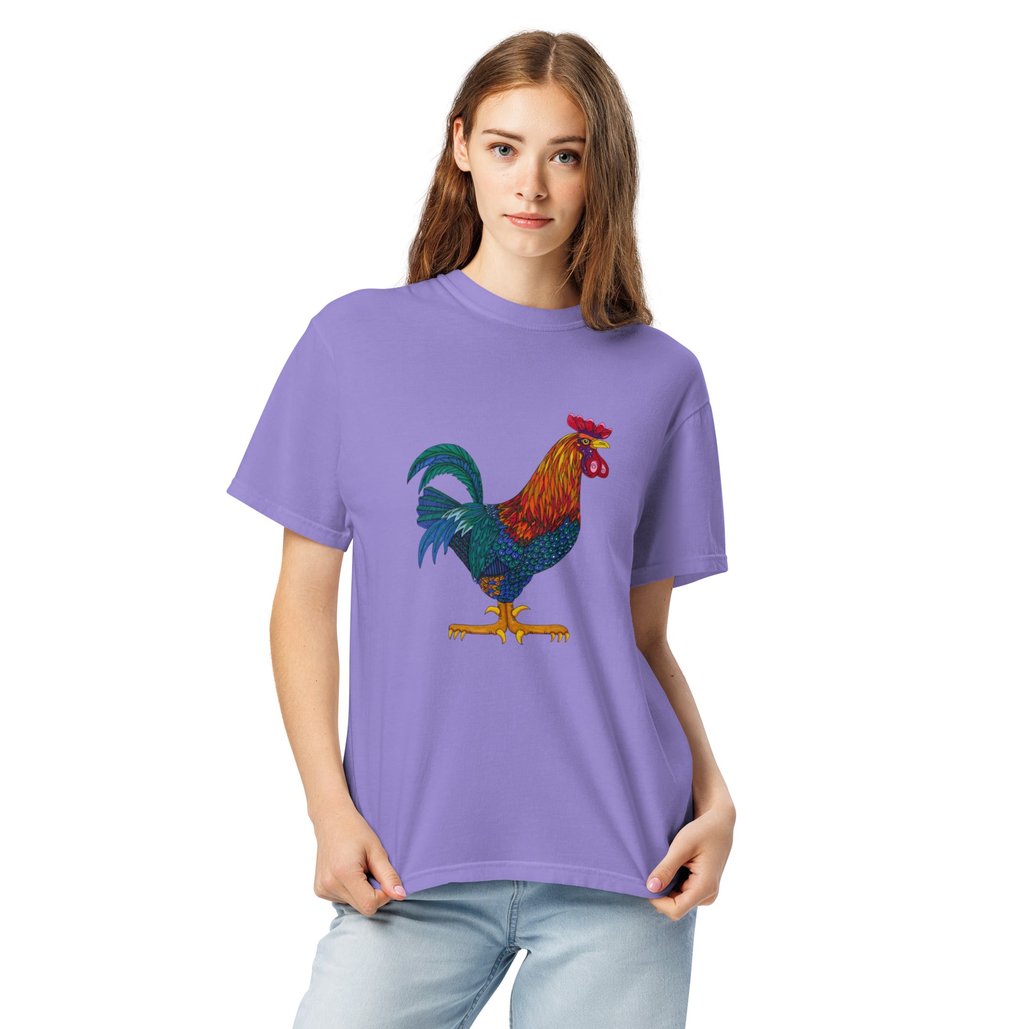 Unisex garment-dyed heavyweight t-shirt 'Cockerel'